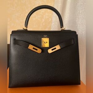 Hermès Kelly 28 Sellier Black Epsom Leather bag with GHW